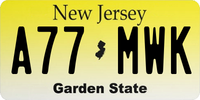 NJ license plate A77MWK
