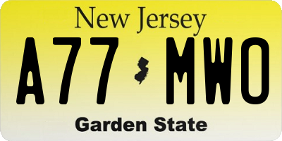 NJ license plate A77MWO