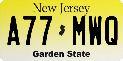 NJ license plate A77MWQ