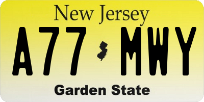 NJ license plate A77MWY