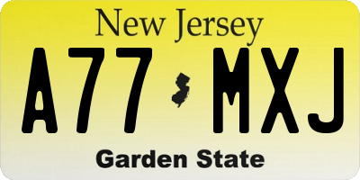 NJ license plate A77MXJ