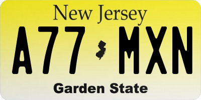 NJ license plate A77MXN