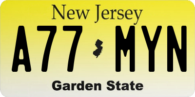 NJ license plate A77MYN