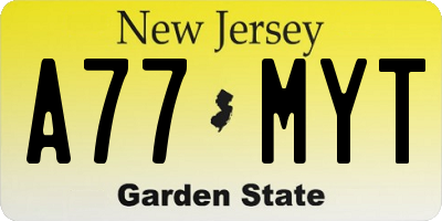 NJ license plate A77MYT