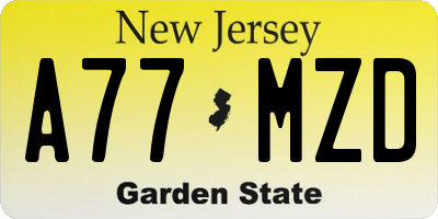 NJ license plate A77MZD