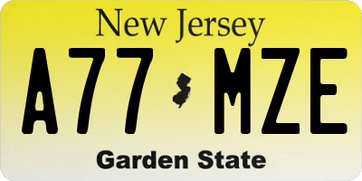 NJ license plate A77MZE