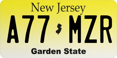 NJ license plate A77MZR