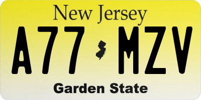 NJ license plate A77MZV