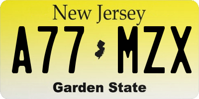 NJ license plate A77MZX