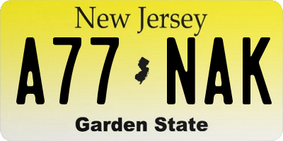 NJ license plate A77NAK