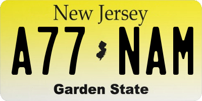 NJ license plate A77NAM