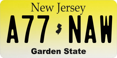 NJ license plate A77NAW
