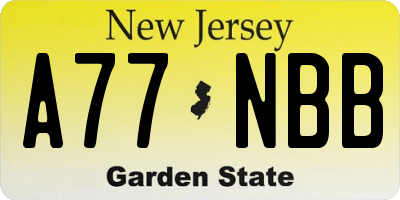 NJ license plate A77NBB