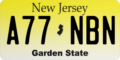 NJ license plate A77NBN