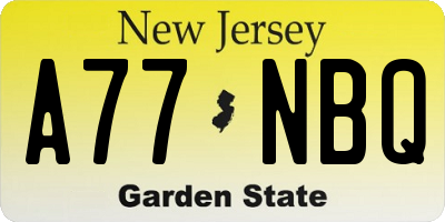 NJ license plate A77NBQ