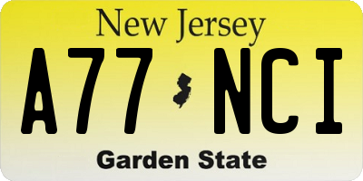 NJ license plate A77NCI