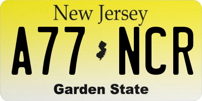 NJ license plate A77NCR