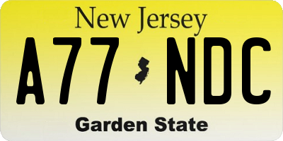 NJ license plate A77NDC