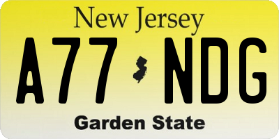 NJ license plate A77NDG