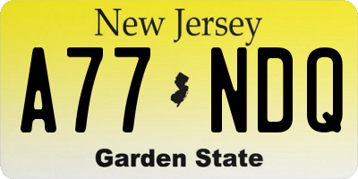 NJ license plate A77NDQ