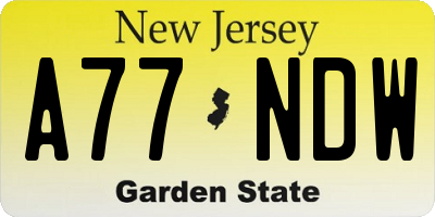NJ license plate A77NDW
