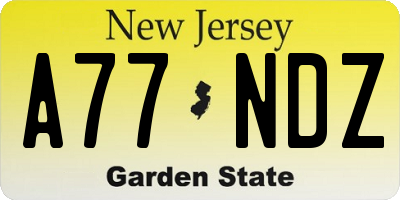 NJ license plate A77NDZ