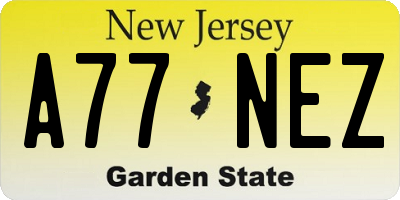 NJ license plate A77NEZ