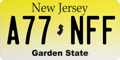 NJ license plate A77NFF