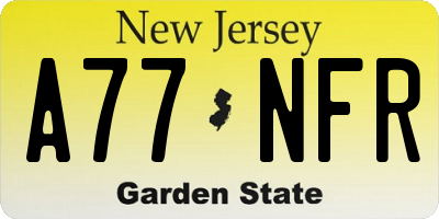 NJ license plate A77NFR