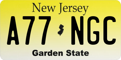 NJ license plate A77NGC