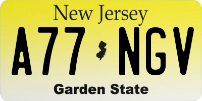 NJ license plate A77NGV