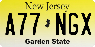 NJ license plate A77NGX