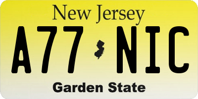 NJ license plate A77NIC