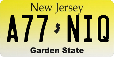 NJ license plate A77NIQ