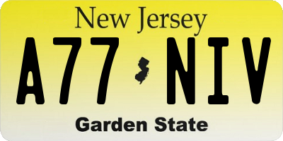 NJ license plate A77NIV