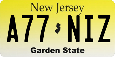 NJ license plate A77NIZ