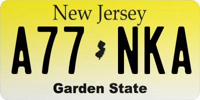 NJ license plate A77NKA