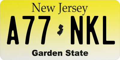 NJ license plate A77NKL