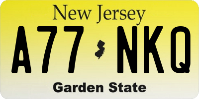 NJ license plate A77NKQ