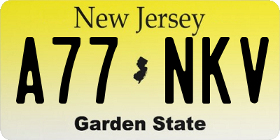 NJ license plate A77NKV