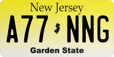 NJ license plate A77NNG