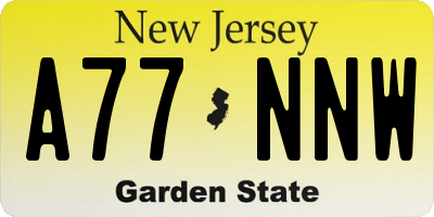 NJ license plate A77NNW