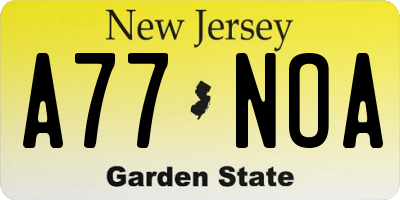 NJ license plate A77NOA