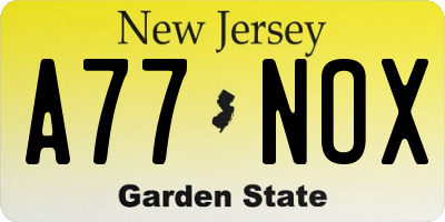 NJ license plate A77NOX
