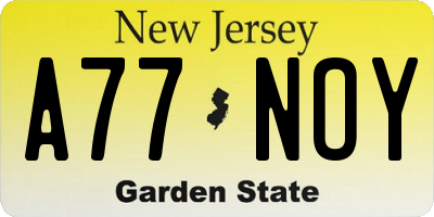 NJ license plate A77NOY