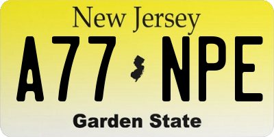 NJ license plate A77NPE