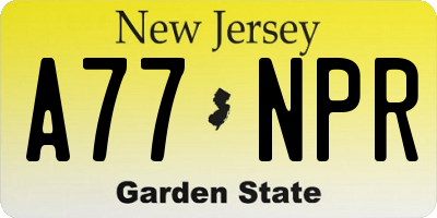 NJ license plate A77NPR