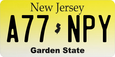 NJ license plate A77NPY