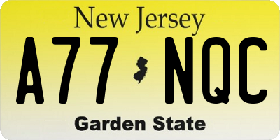NJ license plate A77NQC