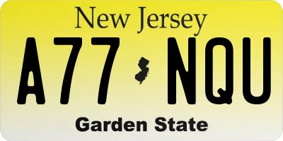 NJ license plate A77NQU